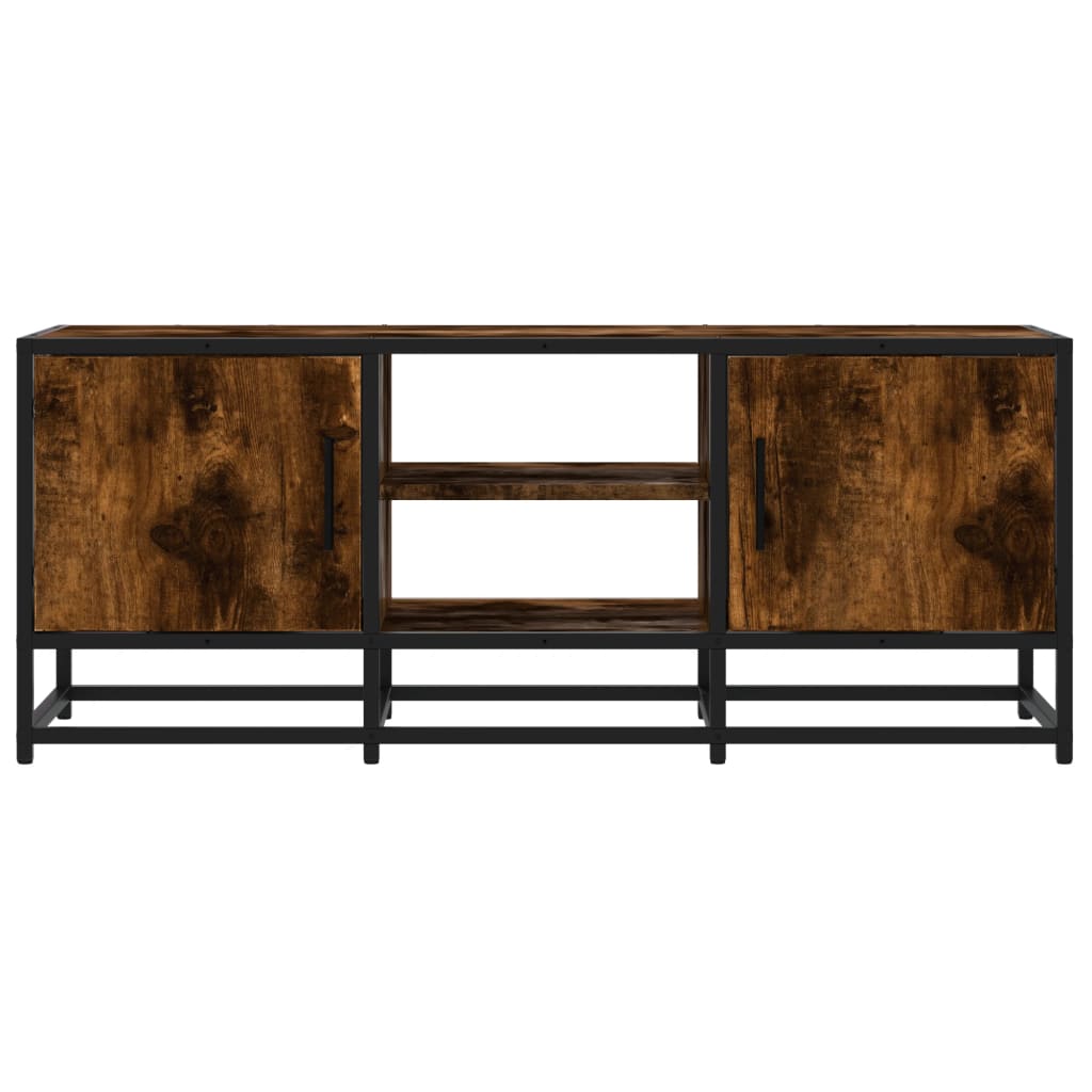 Meuble TV chêne fumé 100x35x41 cm en bois et métal
