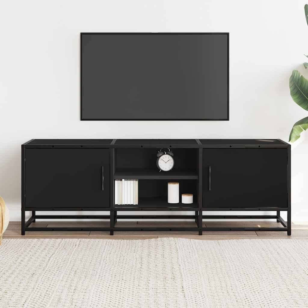 Meuble TV noir 120x35x41 cm en bois et métal