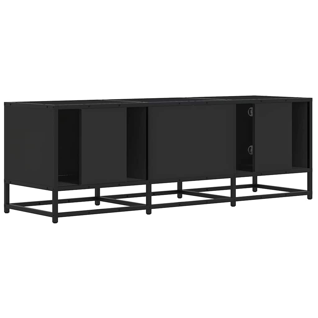 Meuble TV noir 120x35x41 cm en bois et métal