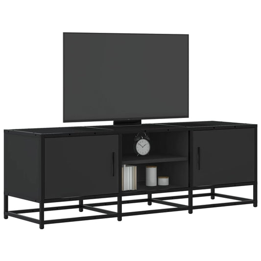 Meuble TV noir 120x35x41 cm en bois et métal