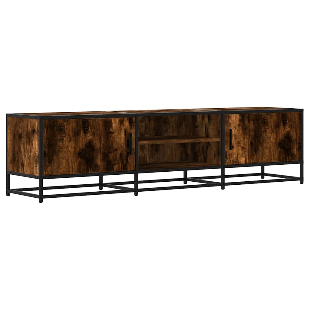 Meuble TV en chêne fumé 160x35x41 cm matériau à base de bois et métal