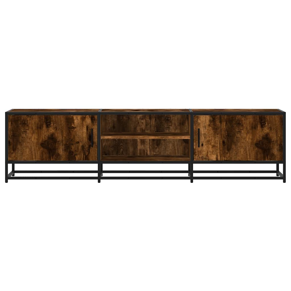 Meuble TV en chêne fumé 160x35x41 cm matériau à base de bois et métal