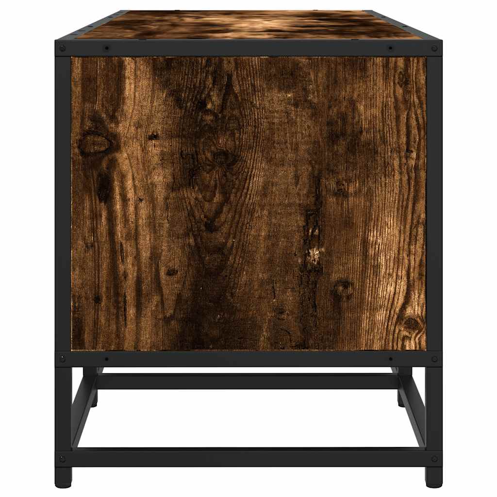 Meuble TV en chêne fumé 160x35x41 cm matériau à base de bois et métal