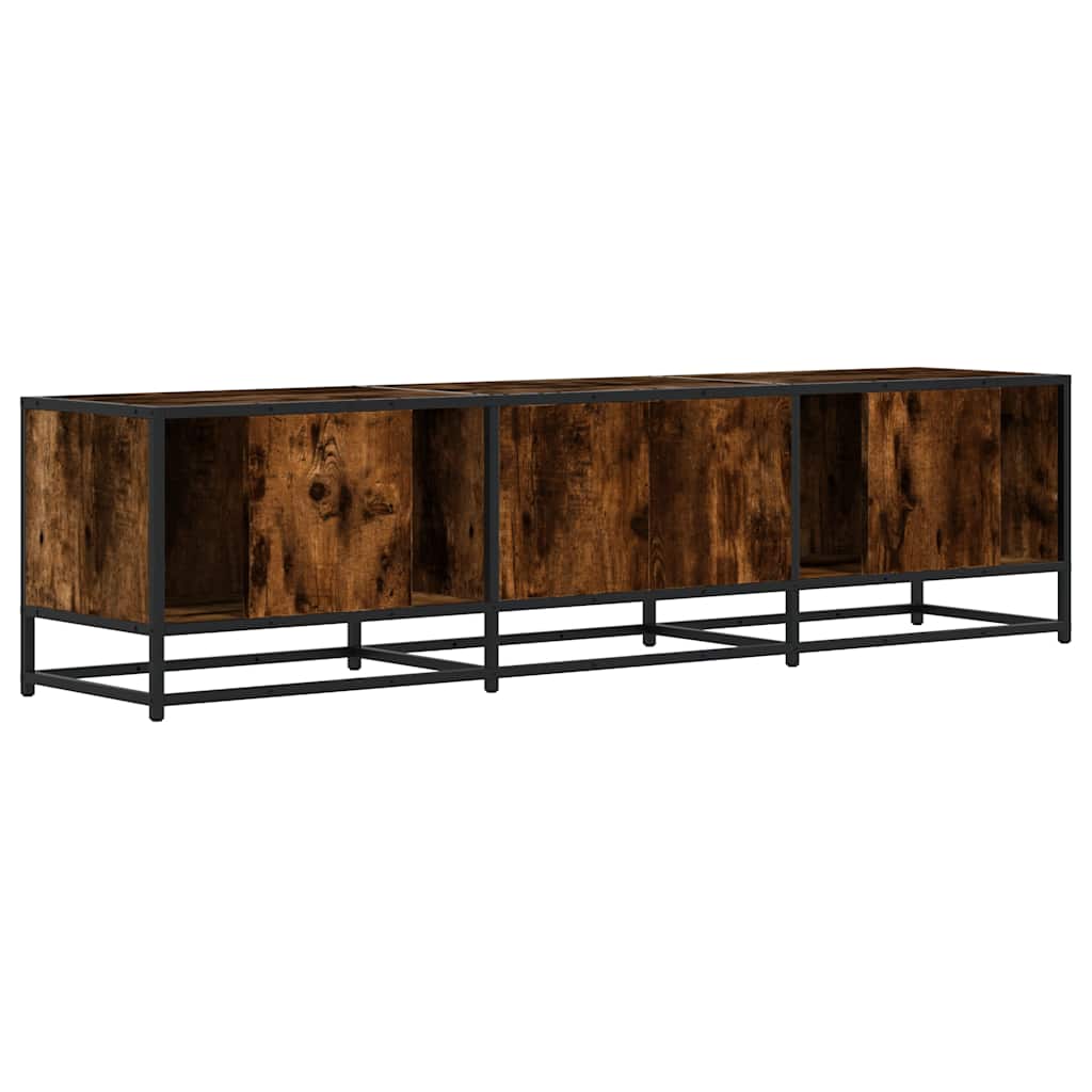 Meuble TV en chêne fumé 160x35x41 cm matériau à base de bois et métal