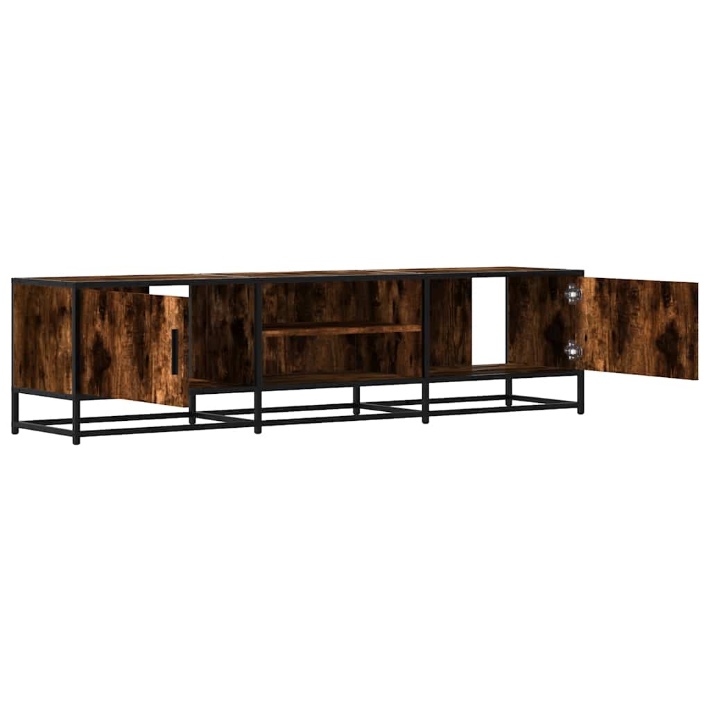 Meuble TV en chêne fumé 160x35x41 cm matériau à base de bois et métal