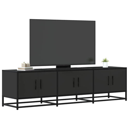 Meuble TV noir 150x35x41 cm en bois et métal