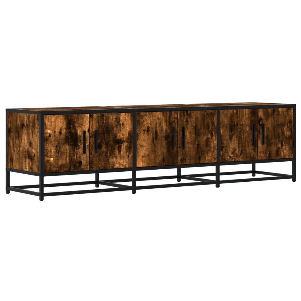 Meuble TV en chêne fumé 150x35x41 cm matériau à base de bois et métal