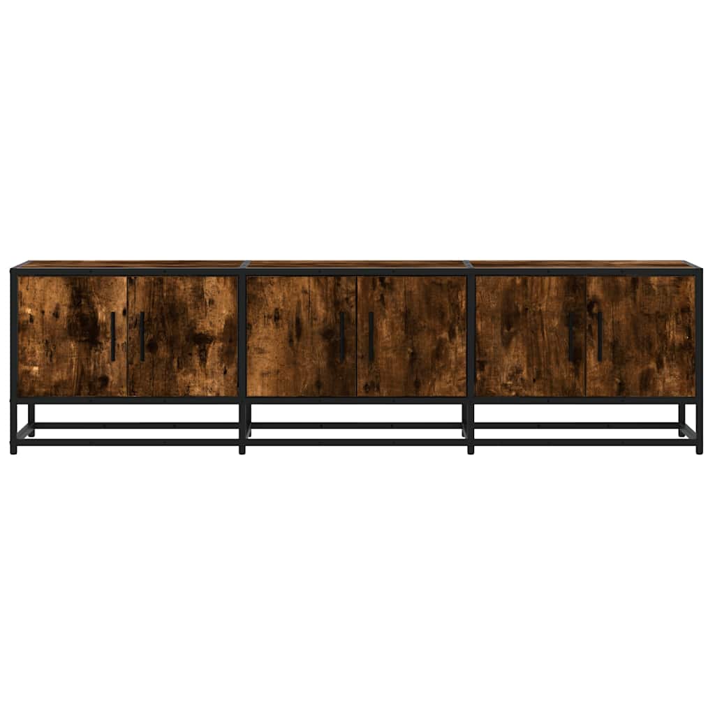 Meuble TV en chêne fumé 150x35x41 cm matériau à base de bois et métal