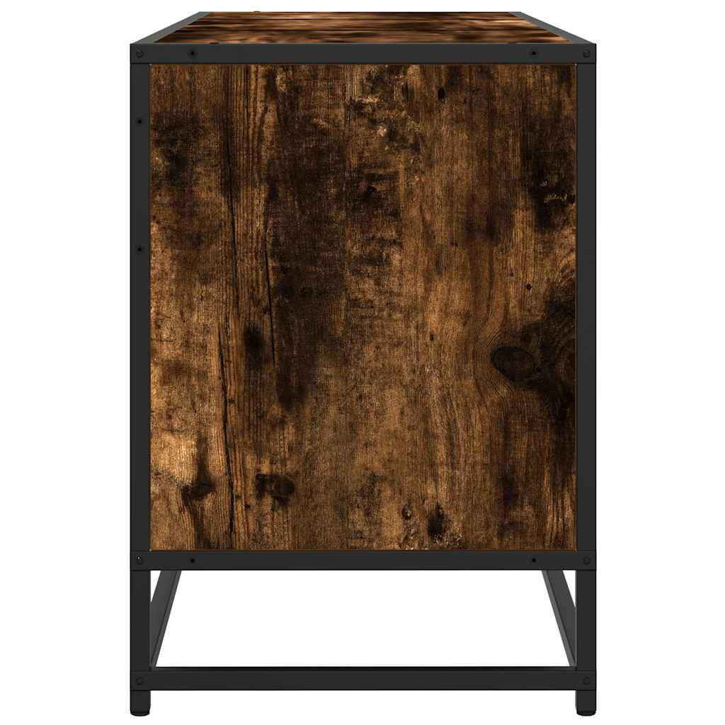 Meuble TV en chêne fumé 150x35x41 cm matériau à base de bois et métal