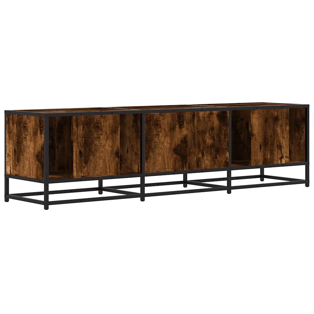 Meuble TV en chêne fumé 150x35x41 cm matériau à base de bois et métal