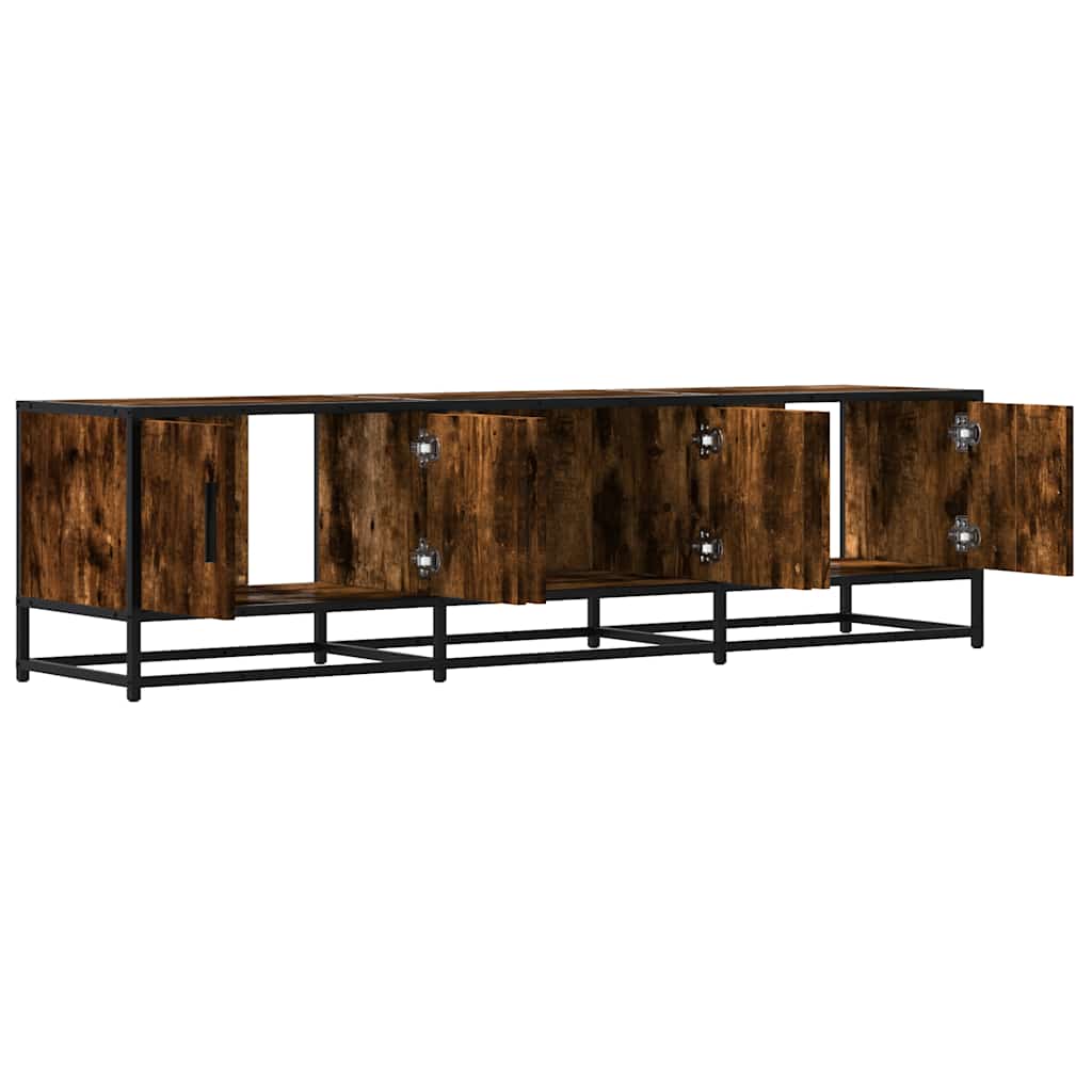 Meuble TV en chêne fumé 150x35x41 cm matériau à base de bois et métal