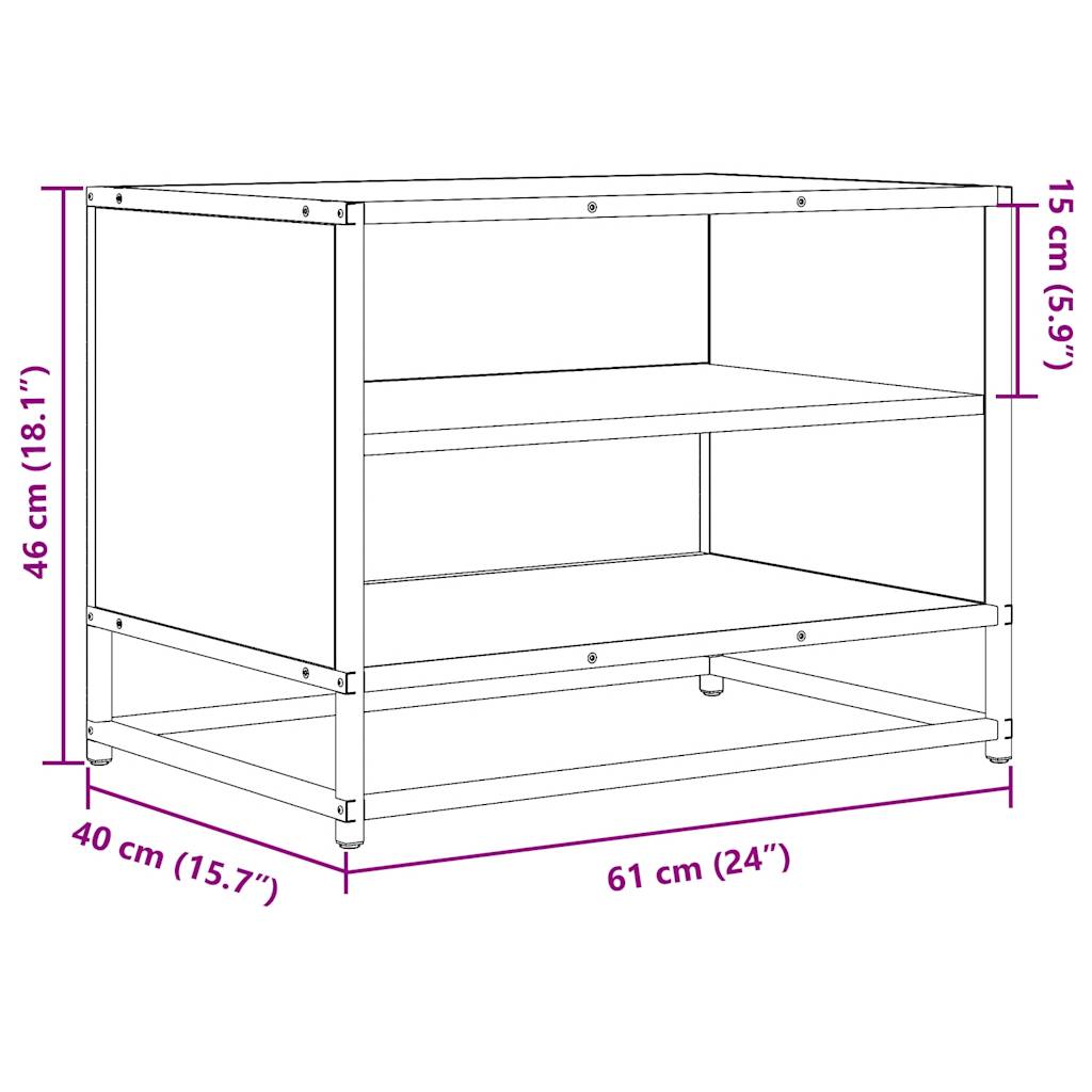 Meuble TV chêne Sonoma 61x40x46 cm en bois et métal