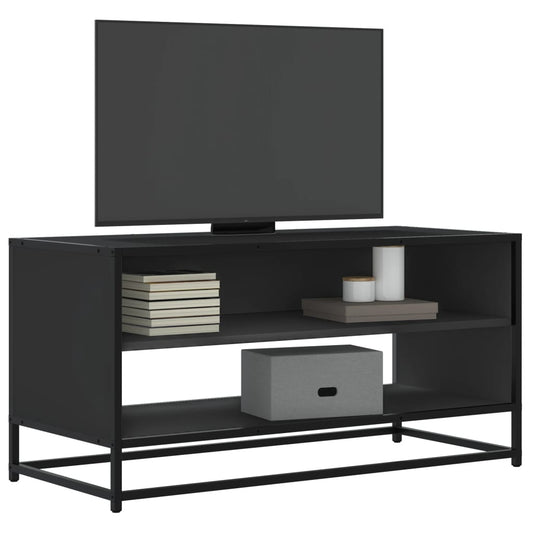 Meuble TV noir 91x40x46 cm en bois et métal