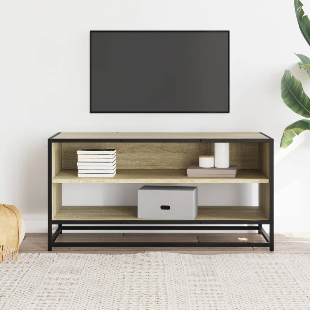 Meuble TV chêne Sonoma 91x40x46 cm en bois et métal