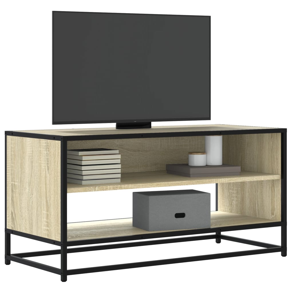 Meuble TV chêne Sonoma 91x40x46 cm en bois et métal