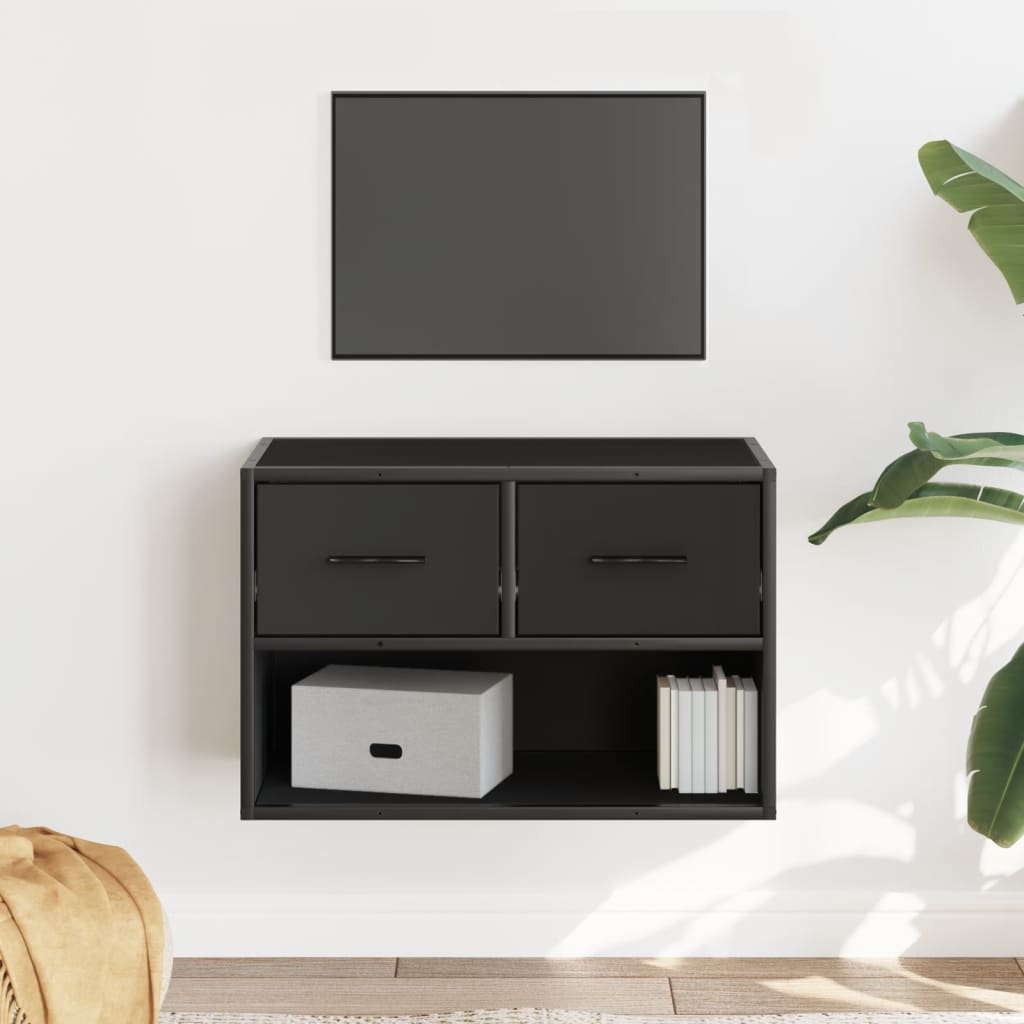 Meuble TV noir 60x31x39,5 cm en bois et métal