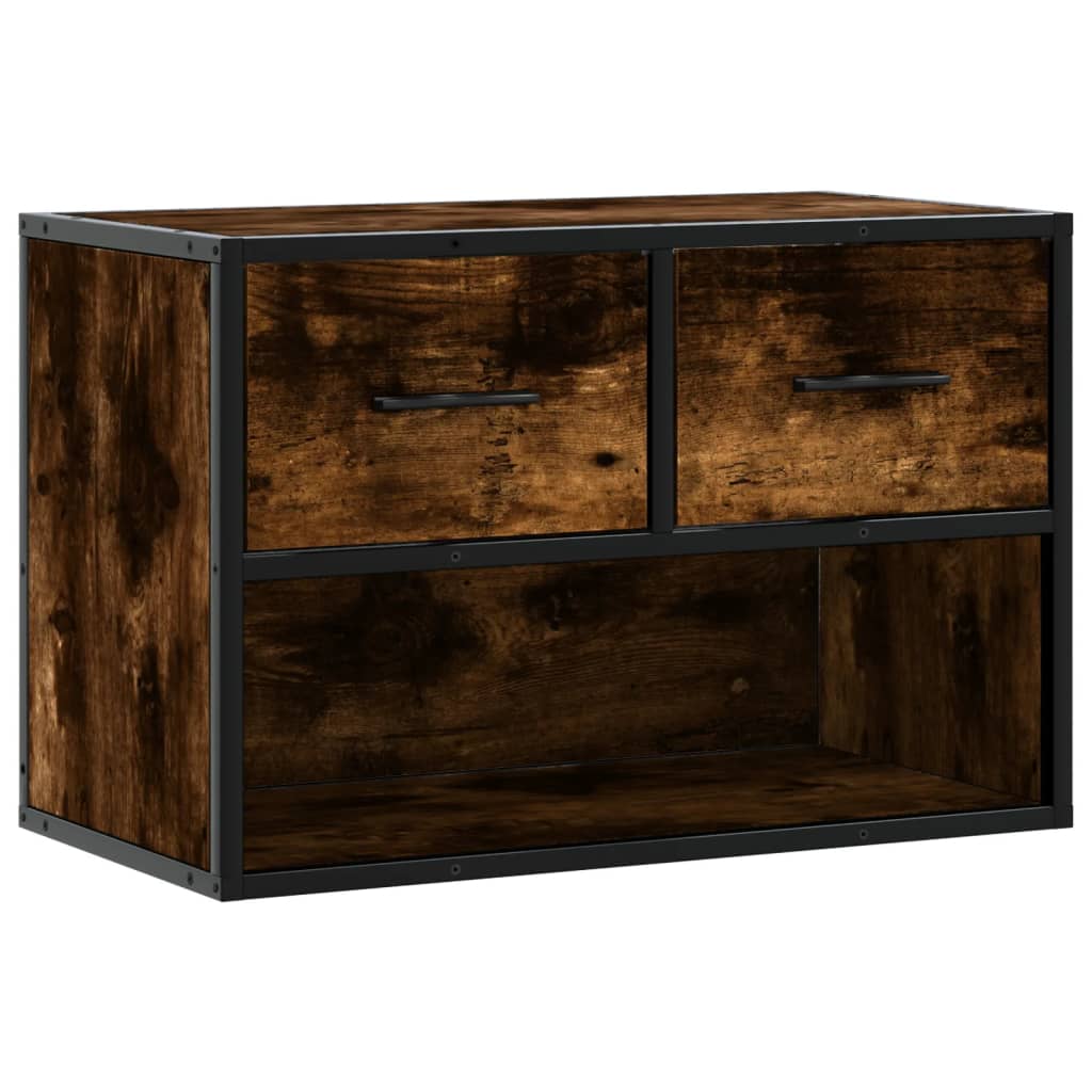 Meuble TV chêne fumé 60x31x39,5 cm en bois et métal