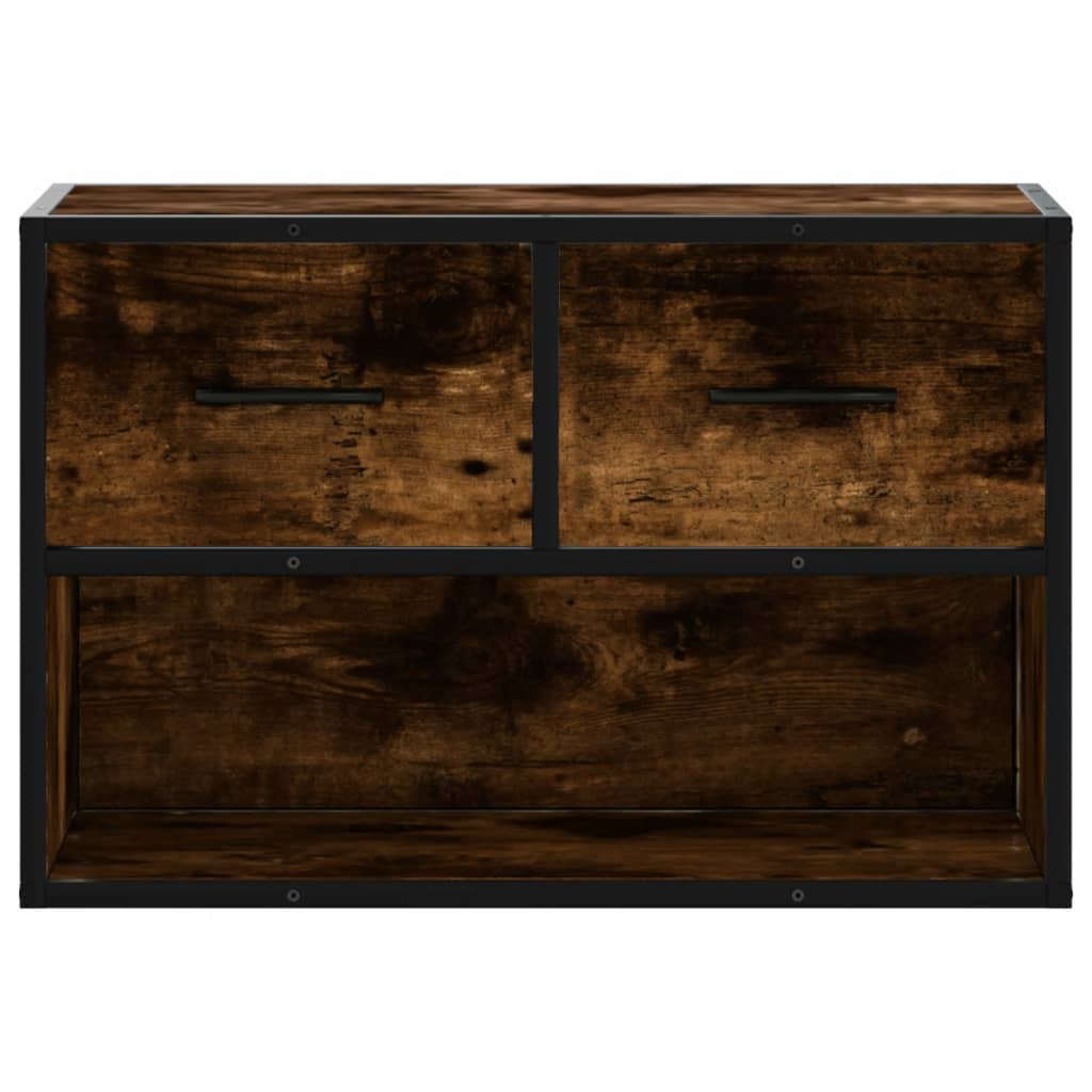 Meuble TV chêne fumé 60x31x39,5 cm en bois et métal