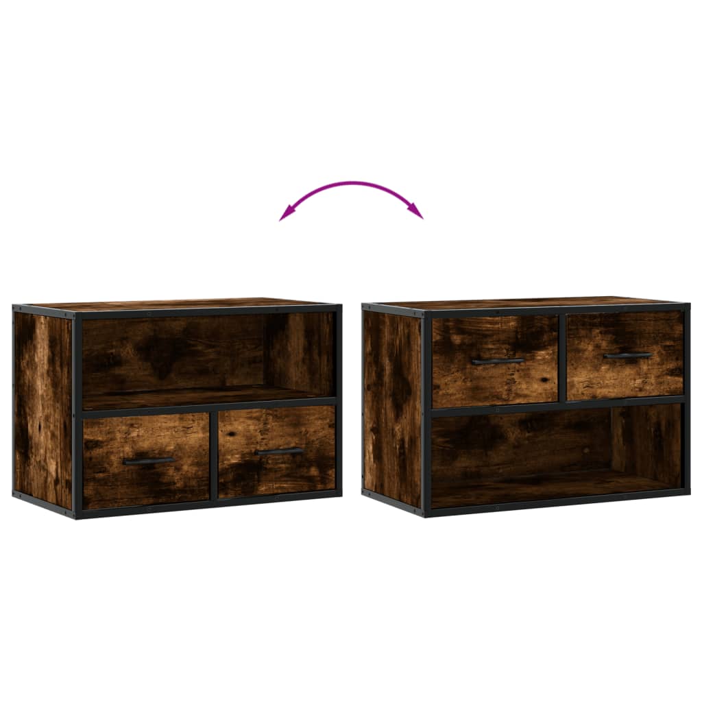 Meuble TV chêne fumé 60x31x39,5 cm en bois et métal
