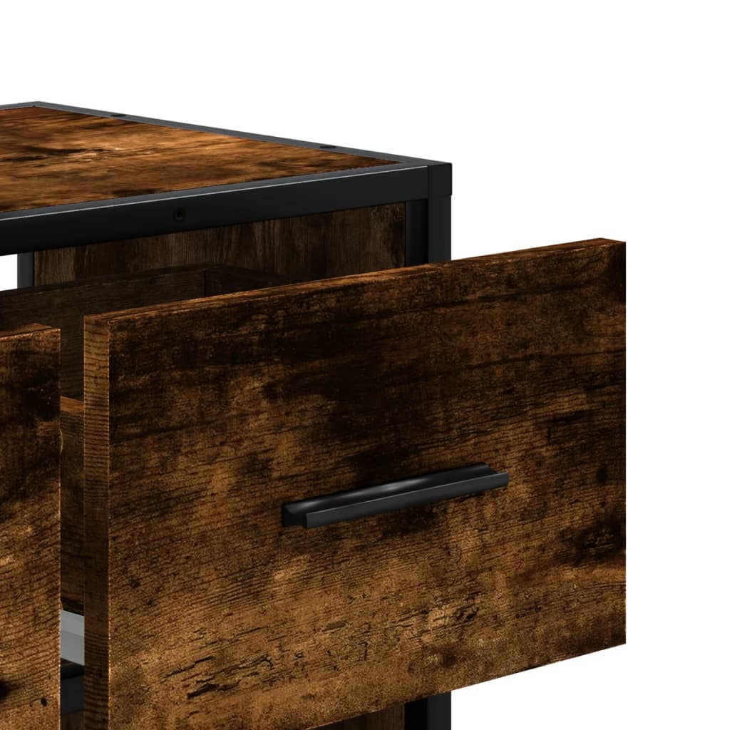 Meuble TV chêne fumé 60x31x39,5 cm en bois et métal