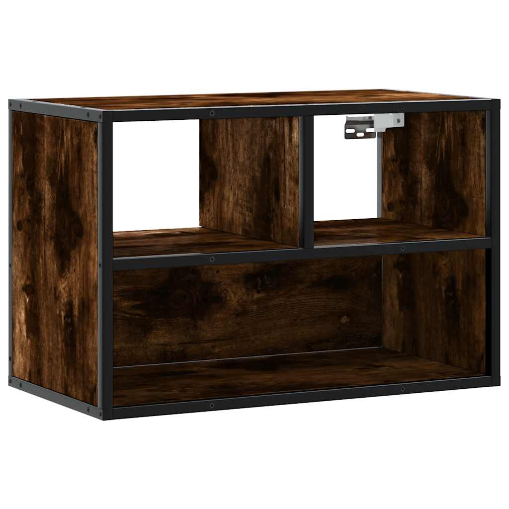 Meuble TV chêne fumé 60x31x39,5 cm en bois et métal