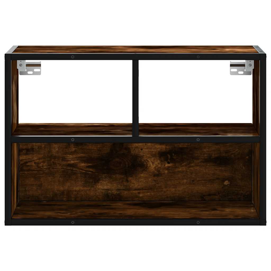 Meuble TV chêne fumé 60x31x39,5 cm en bois et métal