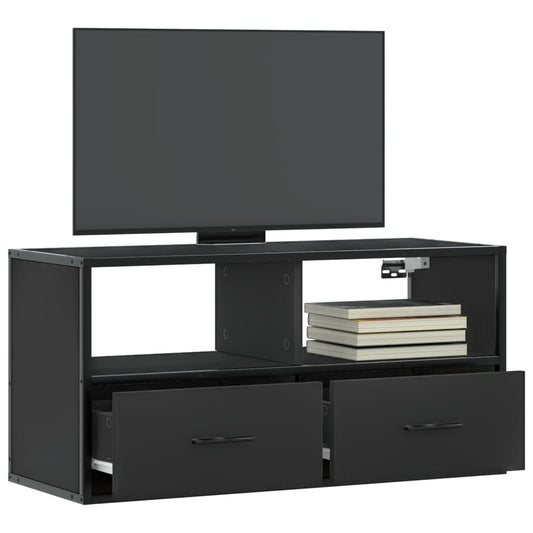Meuble TV noir 80x31x39,5 cm en bois et métal