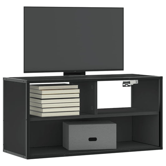 Meuble TV noir 80x31x39,5 cm en bois et métal