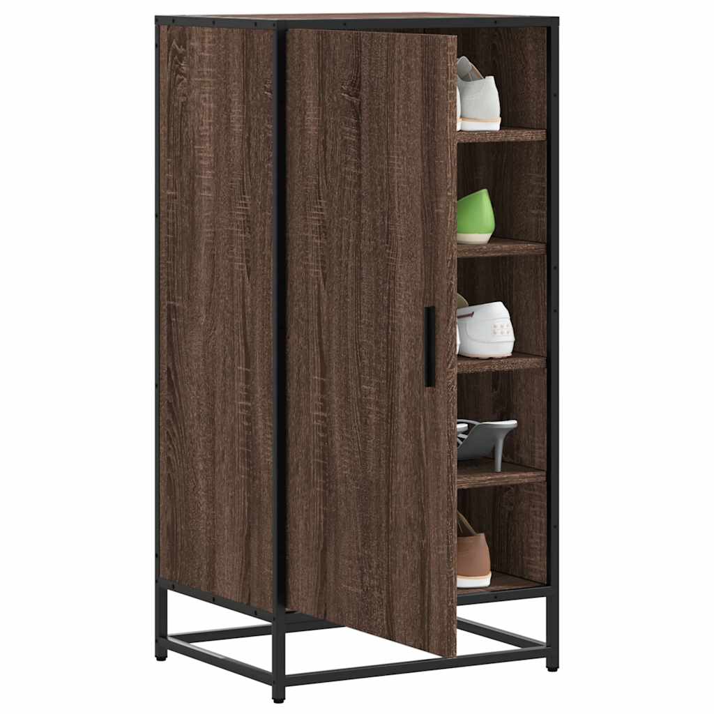 Étagère à chaussures aspect chêne marron 48x38x97,5 cm matériau bois