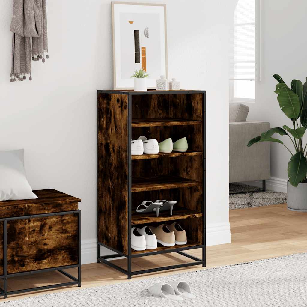 Shoe rack smoked oak 48x38x97.5 cm wood material