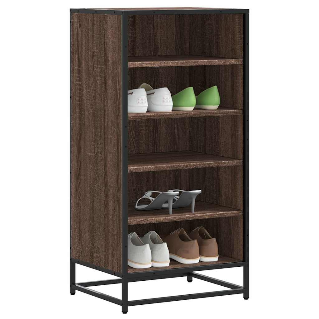 Étagère à chaussures aspect chêne marron 48x38x97,5 cm matériau bois