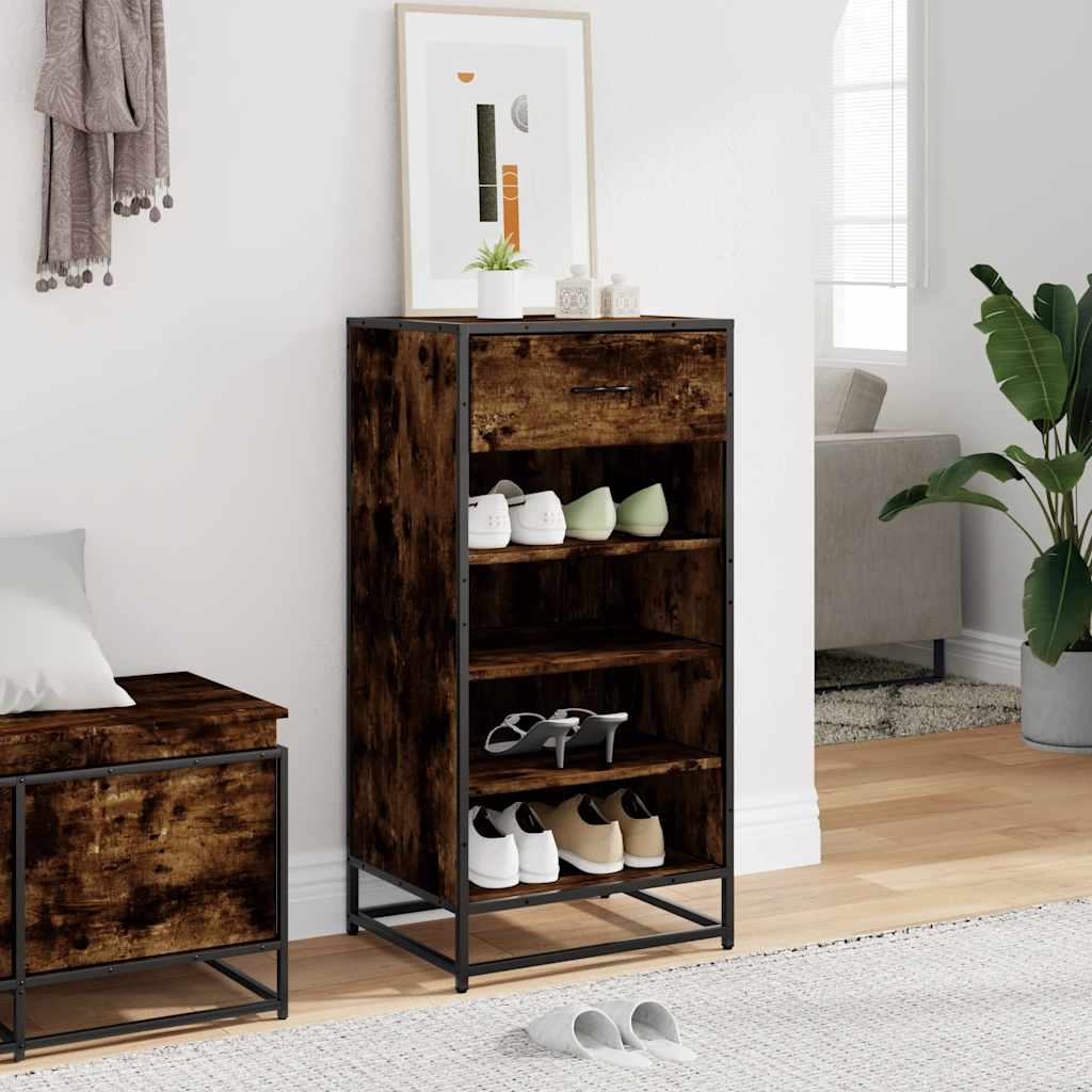 Shoe rack smoked oak 48x38x97.5 cm wood material