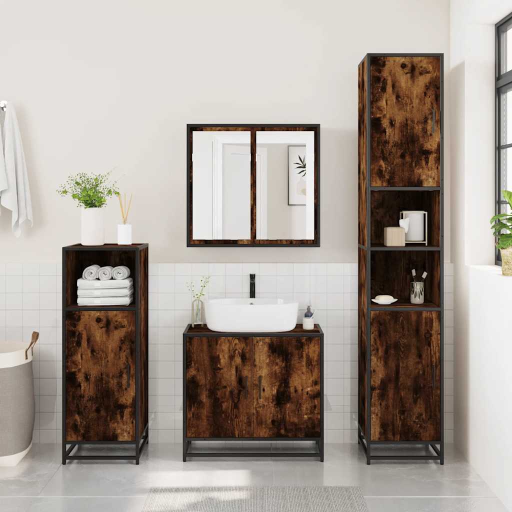 Vanity unit smoked oak 65x33x60 cm wood material