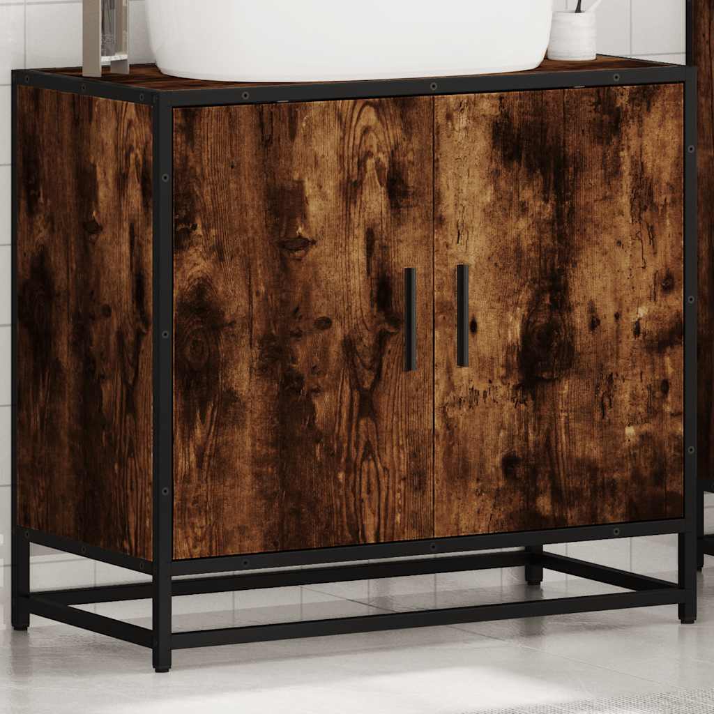 Vanity unit smoked oak 65x33x60 cm wood material