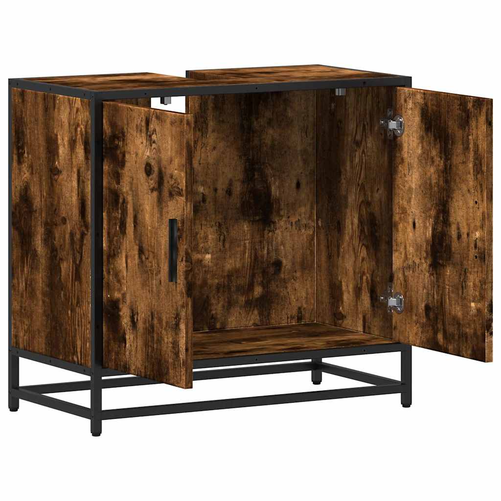 Vanity unit smoked oak 65x33x60 cm wood material