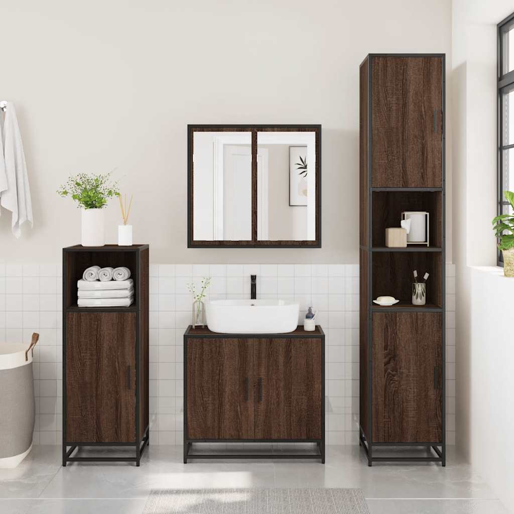 Washbasin base cabinet brown oak look 65x33x60 cm