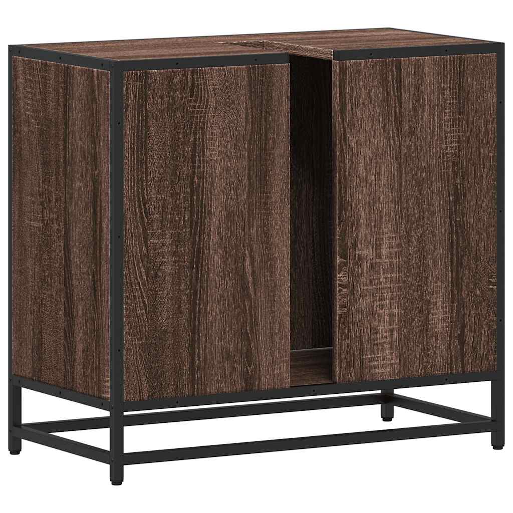 Washbasin base cabinet brown oak look 65x33x60 cm