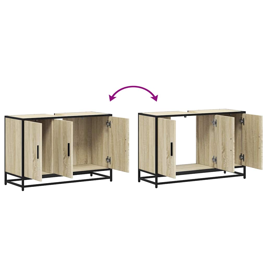 Vanity unit Sonoma oak 90x33x60 cm wood-based material