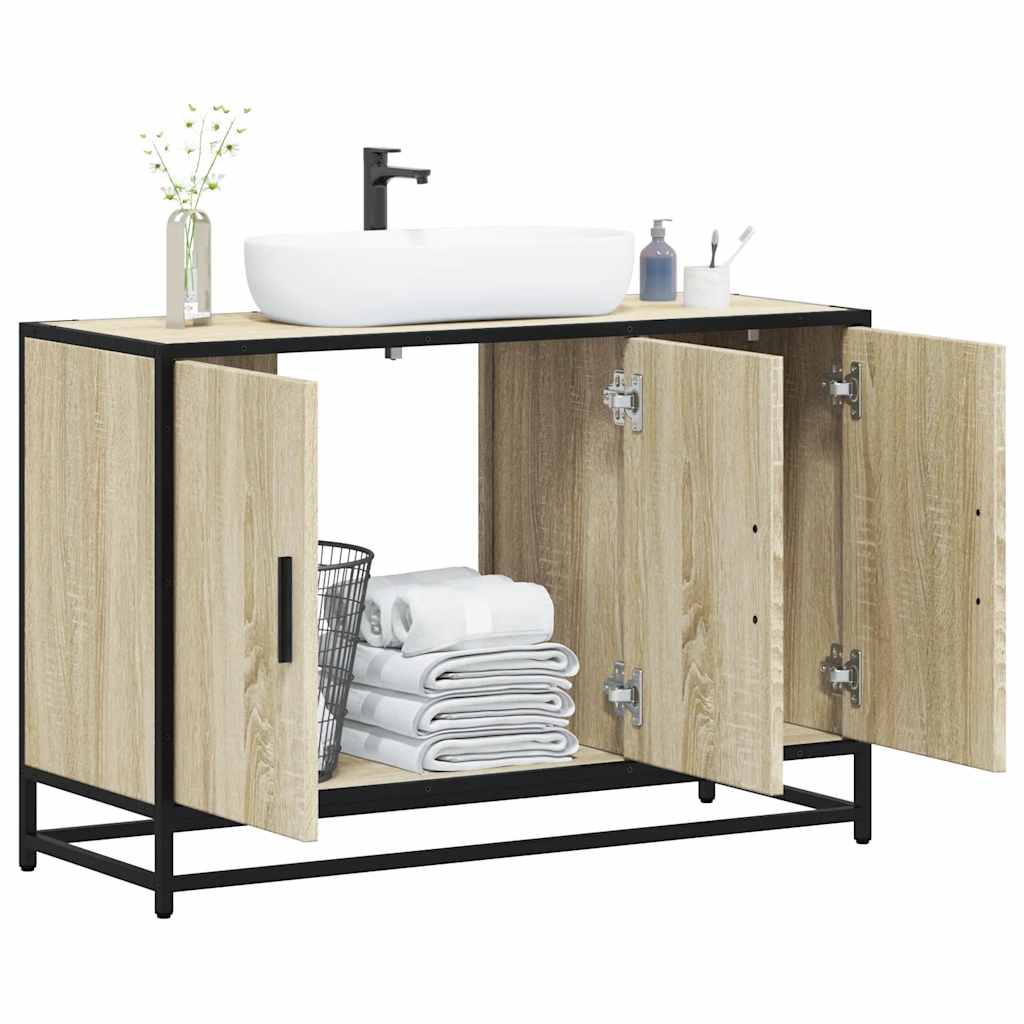 Vanity unit Sonoma oak 90x33x60 cm wood-based material