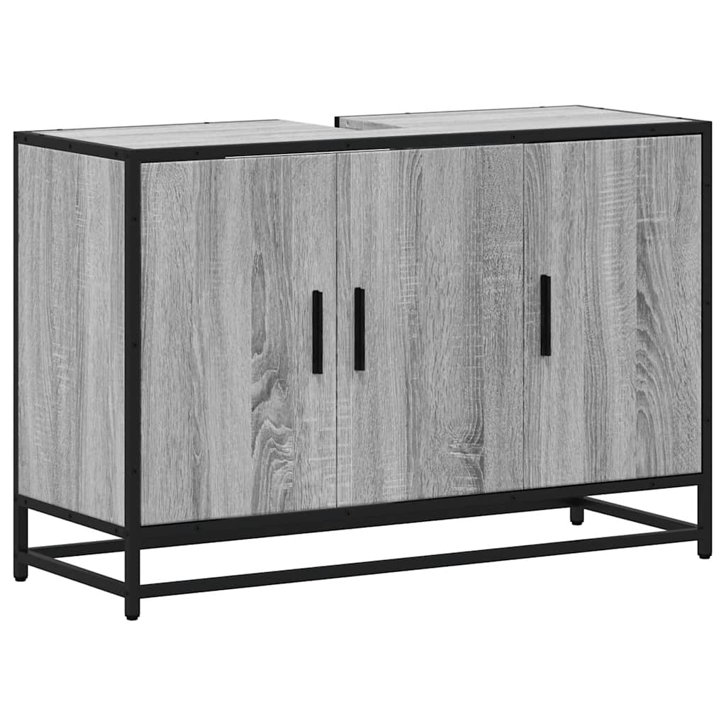 Washbasin base cabinet grey Sonoma 90x33x60 cm wood material