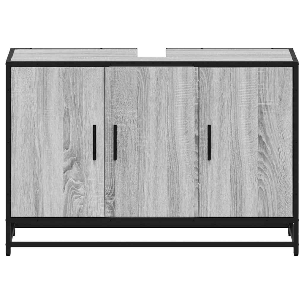 Washbasin base cabinet grey Sonoma 90x33x60 cm wood material