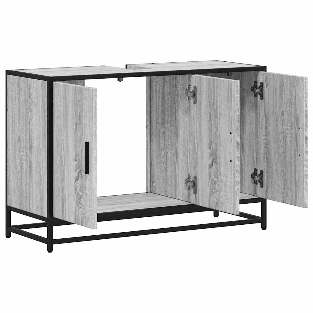 Washbasin base cabinet grey Sonoma 90x33x60 cm wood material