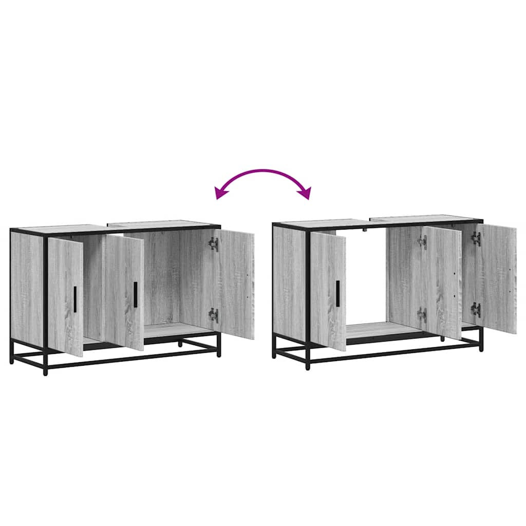 Washbasin base cabinet grey Sonoma 90x33x60 cm wood material