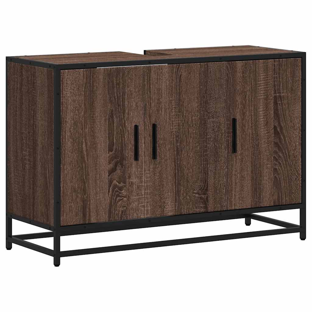 Washbasin base cabinet brown oak look 90x33x60 cm