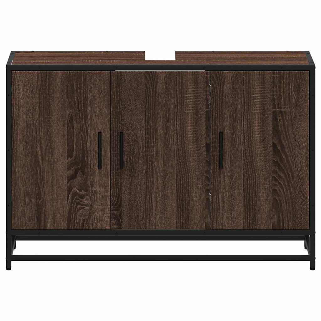Washbasin base cabinet brown oak look 90x33x60 cm
