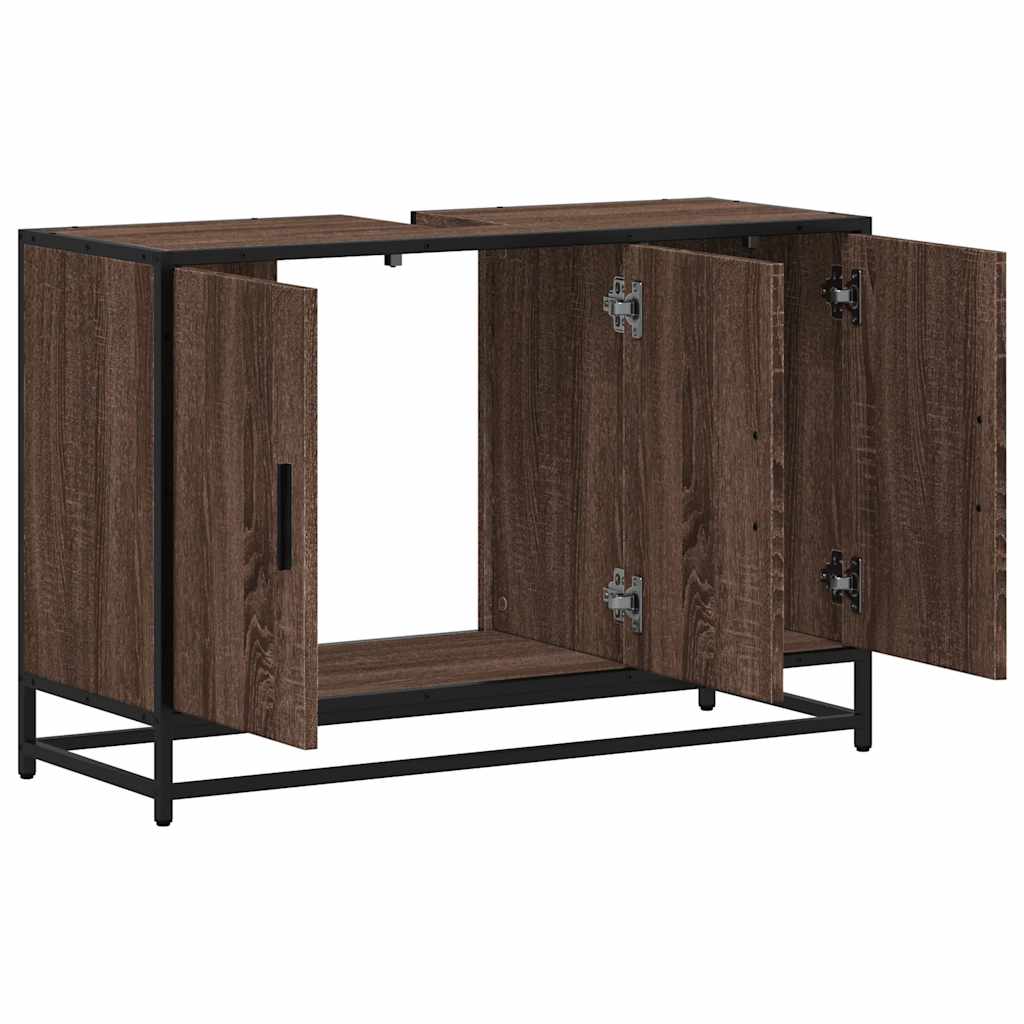 Washbasin base cabinet brown oak look 90x33x60 cm