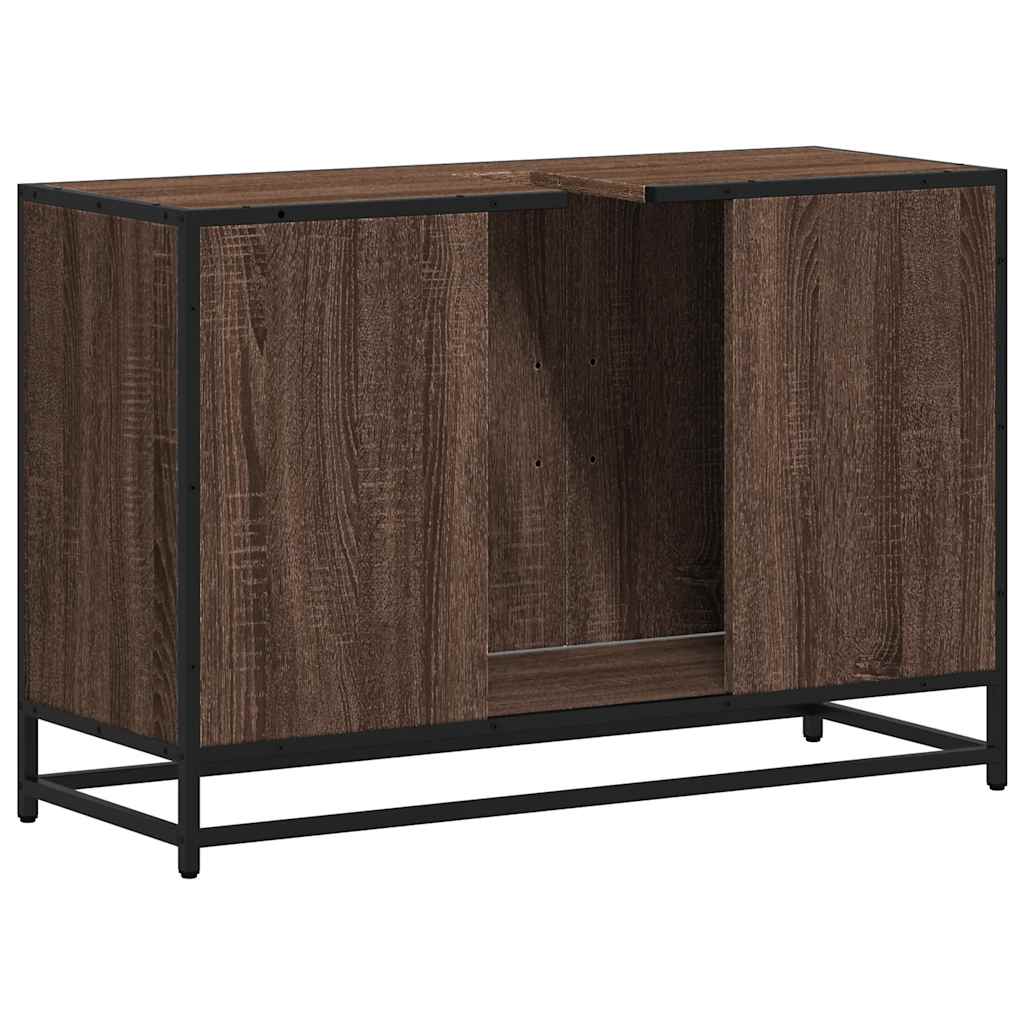 Washbasin base cabinet brown oak look 90x33x60 cm