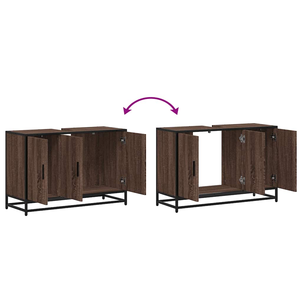 Washbasin base cabinet brown oak look 90x33x60 cm