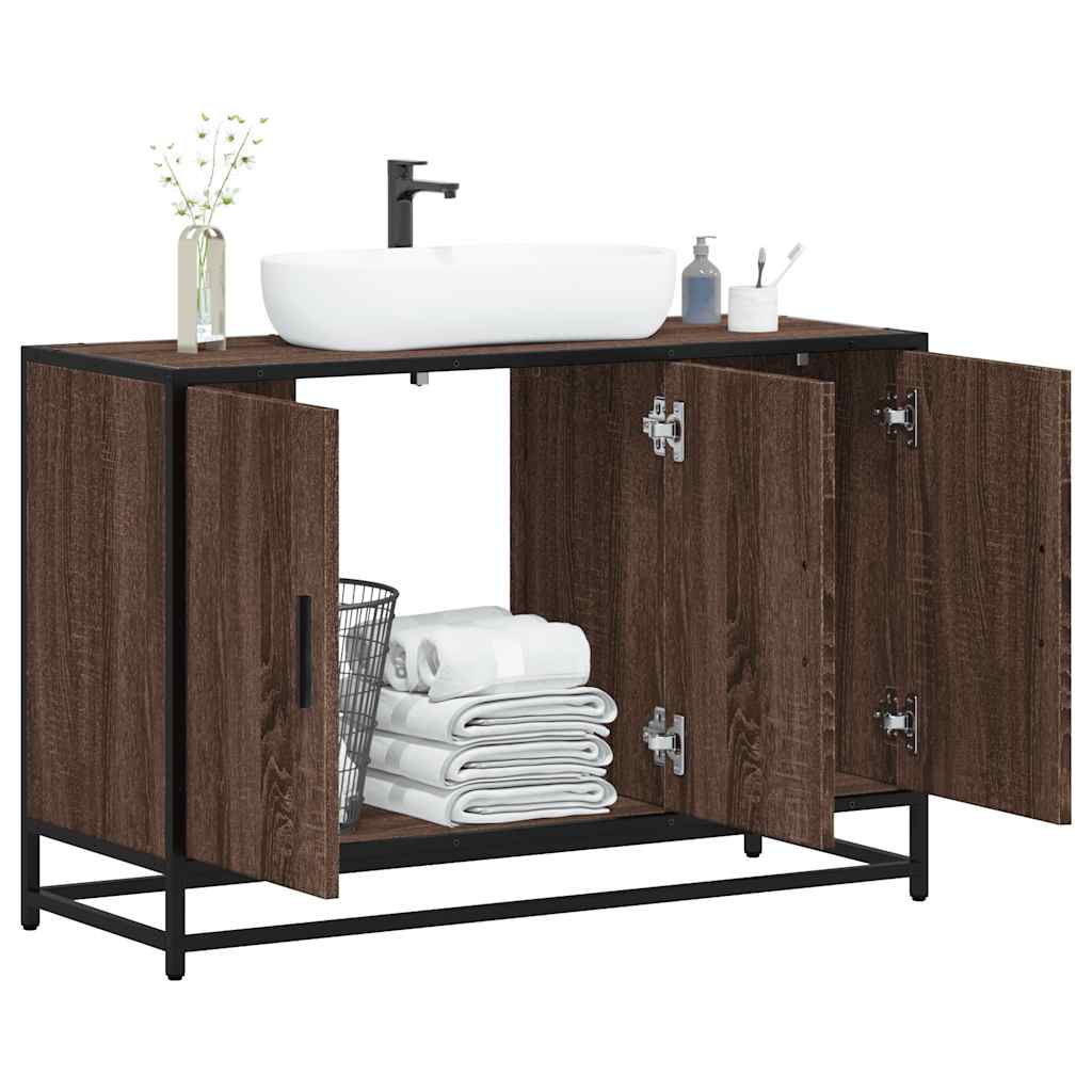 Washbasin base cabinet brown oak look 90x33x60 cm