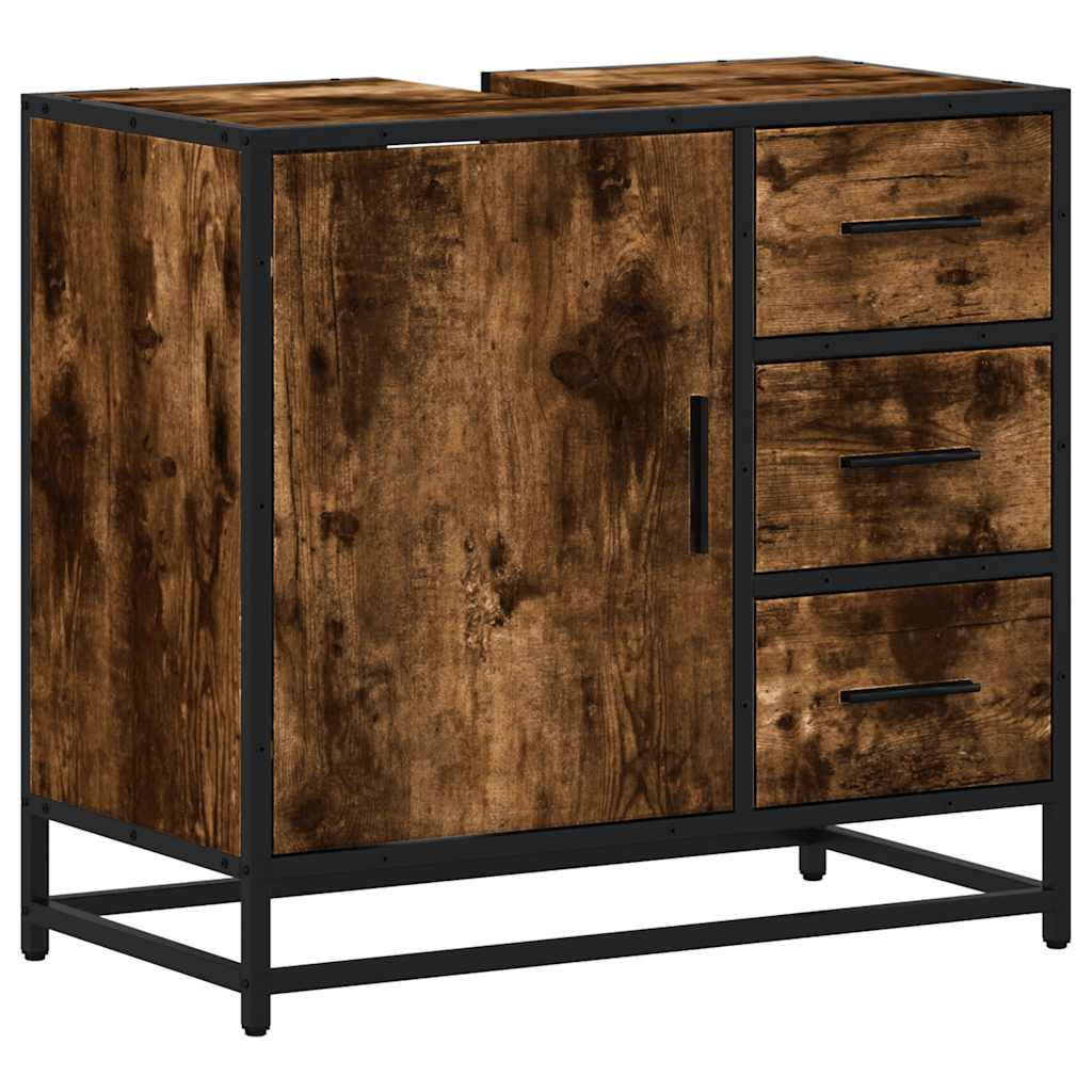 Vanity unit smoked oak 65x33x60 cm wood material